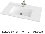 Plan vasque lavabo sur mesure : L 60 à 201 x P 40 à 51 cm, finition lisse mate, 10 couleurs au choix, Anti bactérien, résine Akrytan® teinté dans la masse, Livraison Offerte.